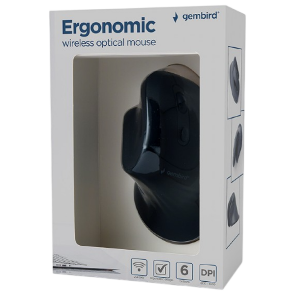 Мышь Gembird MUSW-ERGO-03 Черный Беспроводные, 1200 dpi photo 9