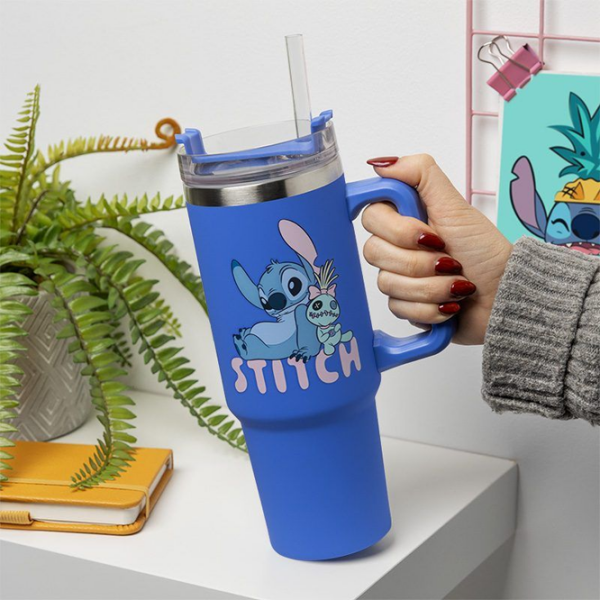 Cană termo Paladone Disney Stitch Blue Insulated Cup and Straw Blue 900 ml photo 3