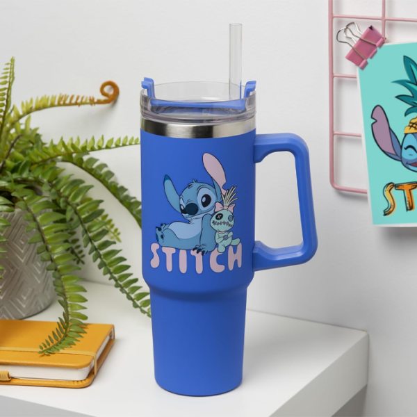 Cană termo Paladone Disney Stitch Blue Insulated Cup and Straw Blue 900 ml photo 4