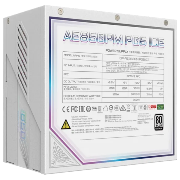 Блок питания Gigabyte AORUS ELITE GP-AE850PM PG5 ICE 850 Вт Белый  photo 7