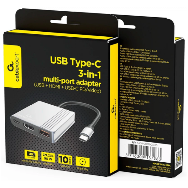 Адаптер Cablexpert A-CM-COMBO3-05 Серый USB Type-C photo 5