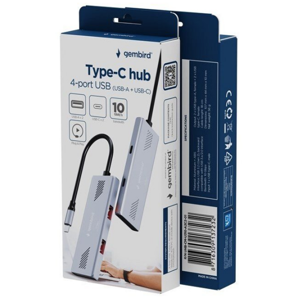 Адаптер Hub Gembird UHB-CM-U310-A2C2-01 Серебряный USB Type-C photo 4