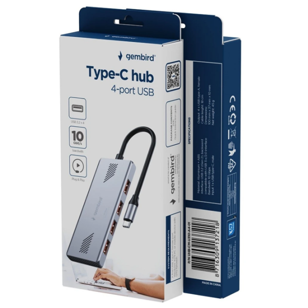 Адаптер Hub Gembird UHB-CM-U310-A4-01 Серебряный USB Type-C photo 3