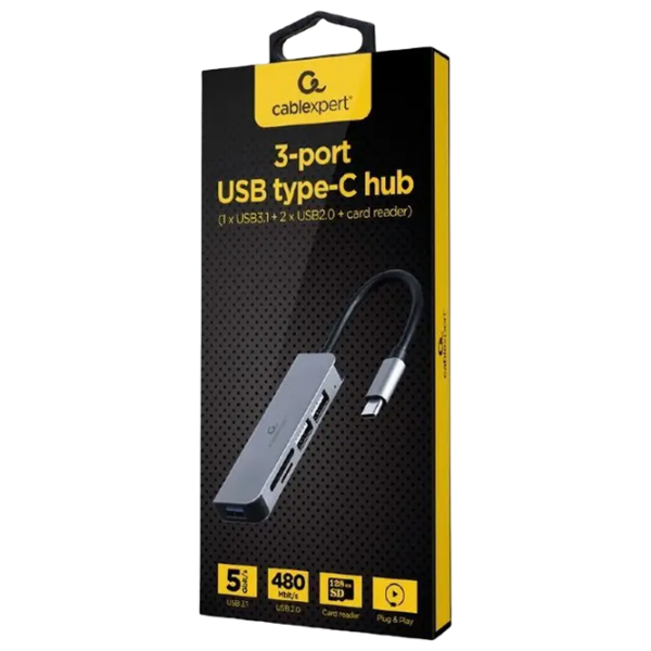 Адаптер Hub Gembird UHB-CM-CRU3P1U2P2-01 Серебряный USB Type-C photo 2