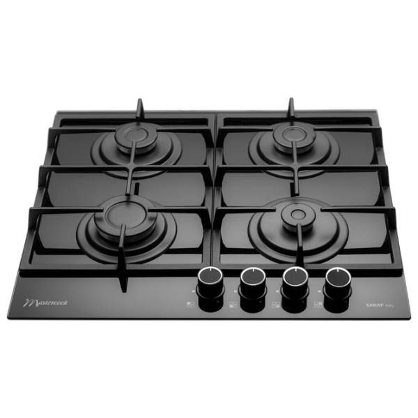Plită încorporabilă pe gaz Mastercook Simphony Black Sticlă călită, Gratare: Fontă photo 1