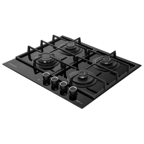 Plită încorporabilă pe gaz Mastercook Simphony Black Sticlă călită, Gratare: Fontă photo 2