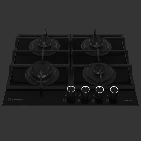 Plită încorporabilă pe gaz Mastercook Simphony Black Sticlă călită, Gratare: Fontă photo 3