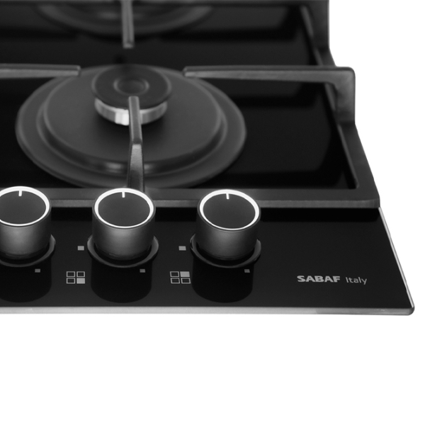 Plită încorporabilă pe gaz Mastercook Simphony Black Sticlă călită, Gratare: Fontă photo 4