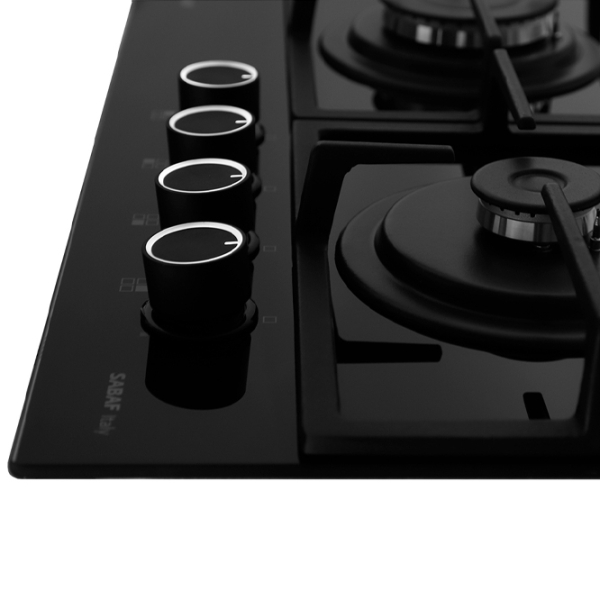 Plită încorporabilă pe gaz Mastercook Simphony Black Sticlă călită, Gratare: Fontă photo 5