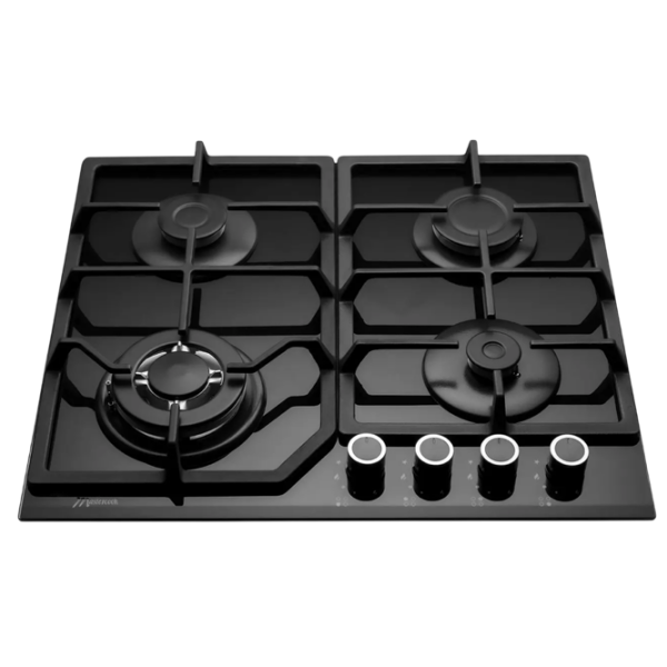 Plită încorporabilă pe gaz Mastercook MC-E 4215 G Black Sticlă călită, Gratare: Fontă photo 1