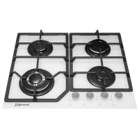 Plită încorporabilă pe gaz Mastercook MC-E 4215 G White Sticlă călită, Gratare: Fontă