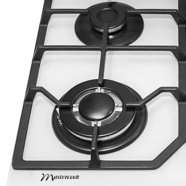 Plită încorporabilă pe gaz Mastercook MC-E 4215 G White Sticlă călită, Gratare: Fontă photo 2