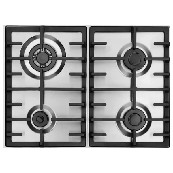 Plită încorporabilă pe gaz Mastercook VEGA MC-E 4265 Silver Sticlă călită, Gratare: Fontă photo 2