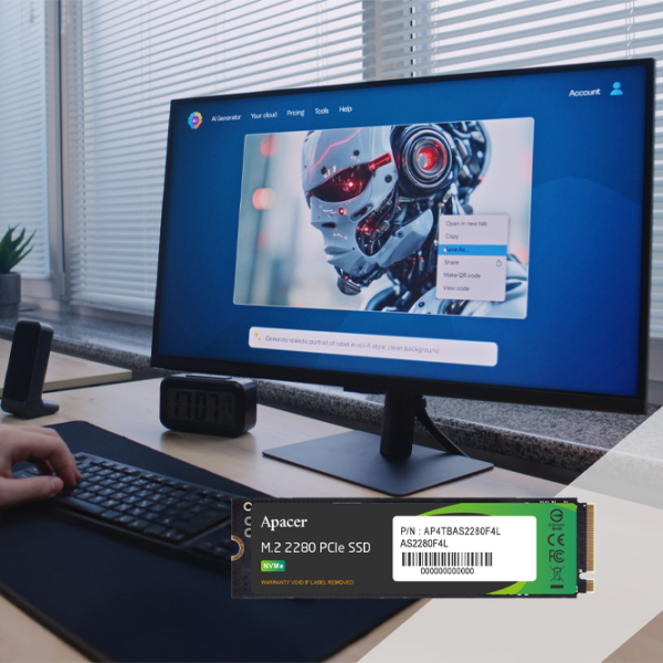 SSD Apacer AS2280F4L M.2 NVMe 1 TB Viteza de citire: 10500 MB/s,
Viteza de inscriere: 8700 MB/s photo 6