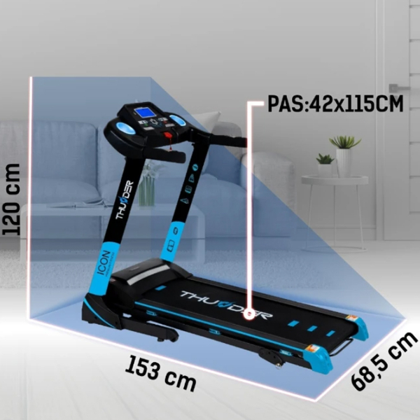 Bandă de alergat Thunder ICON-BLACK Blue 140 kg, 17 km/h photo 4