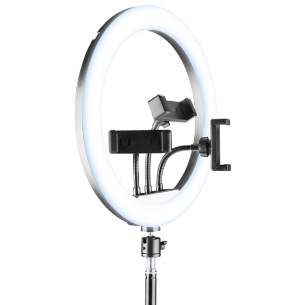 Trepied cu lampă Cellularline Selfie Ring Trio Universal 330 mm Black  photo 2