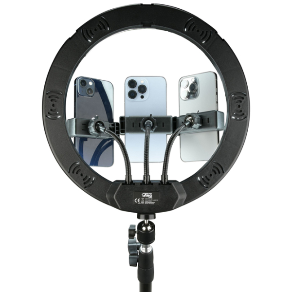 Trepied cu lampă Cellularline Selfie Ring Trio Universal 330 mm Black  photo 3