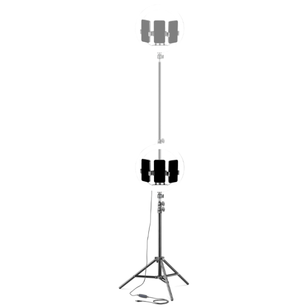 Trepied cu lampă Cellularline Selfie Ring Trio Universal 330 mm Black  photo 4