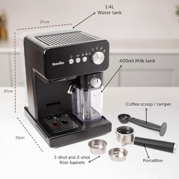 Aparat de cafea Breville VCF183X Black 1450 W, 2.8 l, Thermoblock photo 2