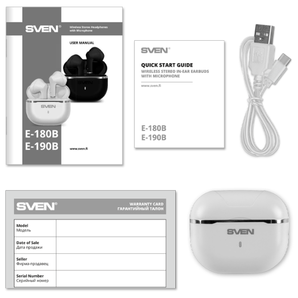 Căști Sven E-190B White Fără fir / Personal / In ear photo 9
