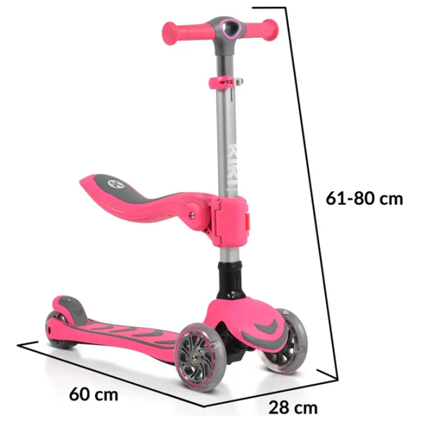 Детский трёхколёсный самокат Moni Kiki (MT.223419) Розовый 3 года, 50 кг, Полиуретановые photo 10