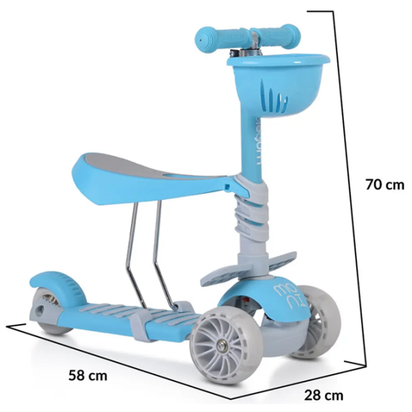 Trotinetă pentru copii cu trei roți Moni Bubblegum (MT.104806) Blue 3 ani, 40 kg, Din PU photo 8