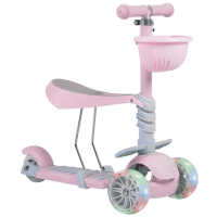 Детский трёхколёсный самокат Moni Bubblegum (MT.104806) Розовый 3 года, 40 кг, Полиуретановые