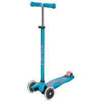 Trotinetă pentru copii cu trei roți Micro Maxi Deluxe LED (MMD085) Blue 5 ani, 50 kg, Din PU