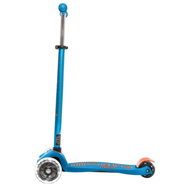 Trotinetă pentru copii cu trei roți Micro Maxi Deluxe LED (MMD085) Blue 5 ani, 50 kg, Din PU photo 4