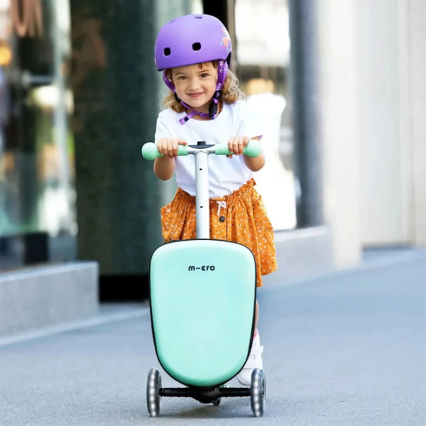 Детский трёхколёсный самокат Micro Luggage Junior (Luggage Junior) Мятный 2 года, 50 кг, Полиуретановые photo 6