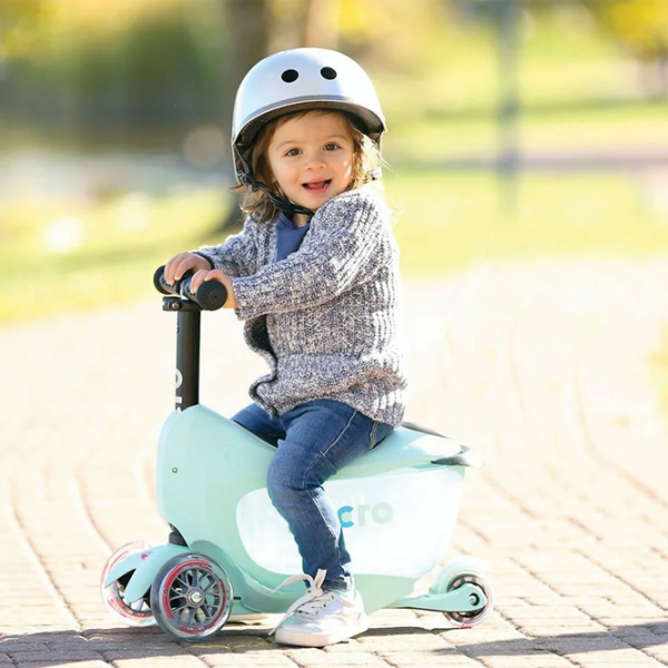 Детский трёхколёсный самокат Micro Mini2go Deluxe (MMD017) Мятный 1.5 года, 50 кг, Полиуретановые photo 6