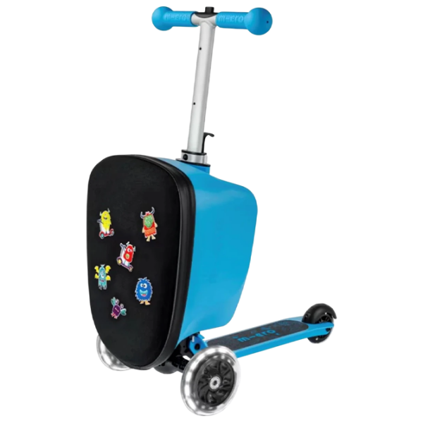 Детский трёхколёсный самокат Micro Luggage Junior Patch & Play (ML0036) Синий 2 года, 50 кг, Полиуретановые photo 1