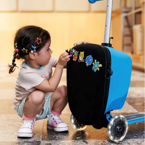 Детский трёхколёсный самокат Micro Luggage Junior Patch & Play (ML0036) Синий 2 года, 50 кг, Полиуретановые photo 8