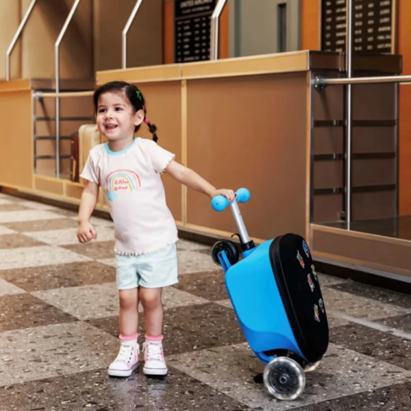 Детский трёхколёсный самокат Micro Luggage Junior Patch & Play (ML0036) Синий 2 года, 50 кг, Полиуретановые photo 9