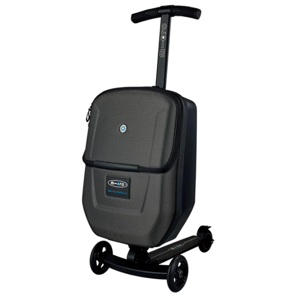 Детский трёхколёсный самокат Micro Luggage 3.0 (ML0019) Черный 4 года, 100 кг, Полиуретановые photo 1