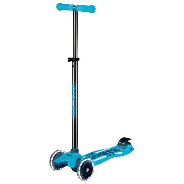 Детский трёхколёсный самокат Micro Maxi Deluxe Glow LED Plus (MMD377) Синий 5 лет, 50 кг, Полиуретановые photo 1