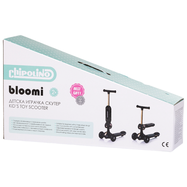 Детский трёхколёсный самокат Chipolino Bloomi (DSBLO0262GY) Серый 3 года, 50 кг, Полиуретановые photo 6