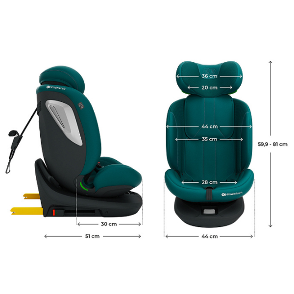Scaun auto KinderKraft I-GROW 2 PLUS 5902533929849 Green 0 luni - 12 ani, 36 kg photo 5