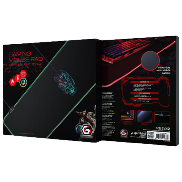 Covoraș pentru mouse Gembird MP-GAMELED-L Black 800 x 300 x 4 mm photo 4