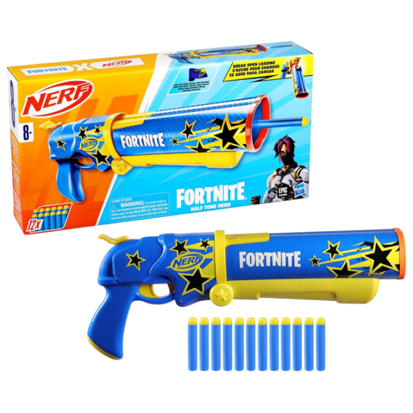 Blaster Nerf Fortnite Half Tone Hero F8947 Blue cu patroane, Săgeți, 8+ photo 3