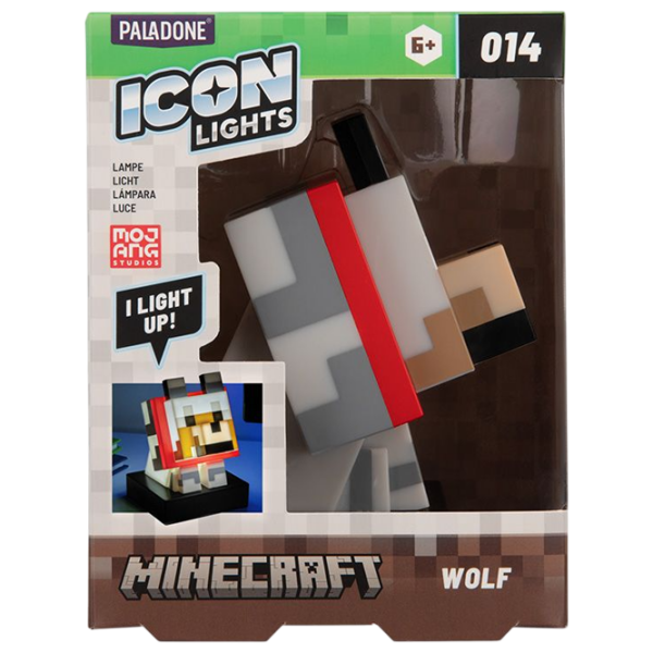 Светодиодная лампа Paladone Minecraft Wolf Icon Серый Батарея photo 4