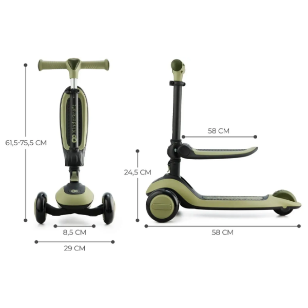 Trotinetă pentru copii cu trei roți KinderKraft Halley (KRHALL00GRE0000) Green 1 an, 20 kg, Din PU photo 11