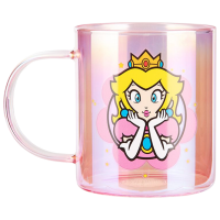 Cană Paladone Super Mario Princess Peach Iridescent Glass Mug Transparent 370 ml