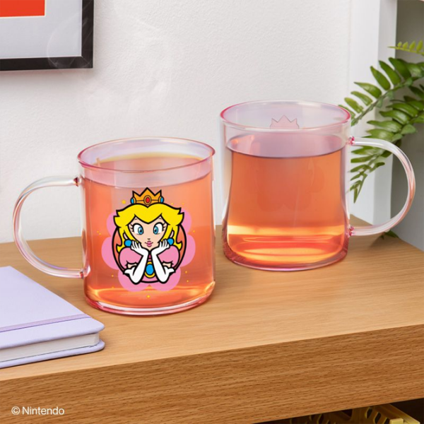 Cană Paladone Super Mario Princess Peach Iridescent Glass Mug Transparent 370 ml photo 2