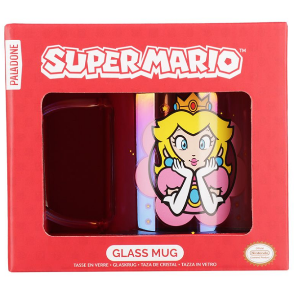 Cană Paladone Super Mario Princess Peach Iridescent Glass Mug Transparent 370 ml photo 3