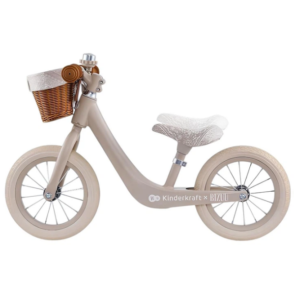 Bicicletă fără pedale KinderKraft RAPID 2 BIZUU 12" Beige White Oțel / Pentru copii photo 2
