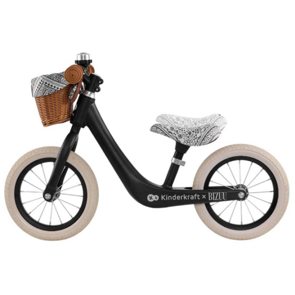 Bicicletă fără pedale KinderKraft RAPID 2 BIZUU 12" Black White Oțel / Pentru copii photo 2