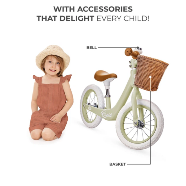 Bicicletă fără pedale KinderKraft Rapid 2 12" Green White Oțel / Pentru copii photo 4