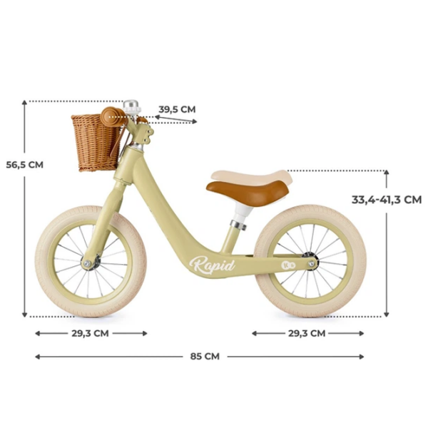 Bicicletă fără pedale KinderKraft Rapid 2 12" Green White Oțel / Pentru copii photo 5