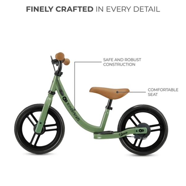 Bicicletă fără pedale KinderKraft Space 12" Green Light Oțel / Pentru copii photo 6